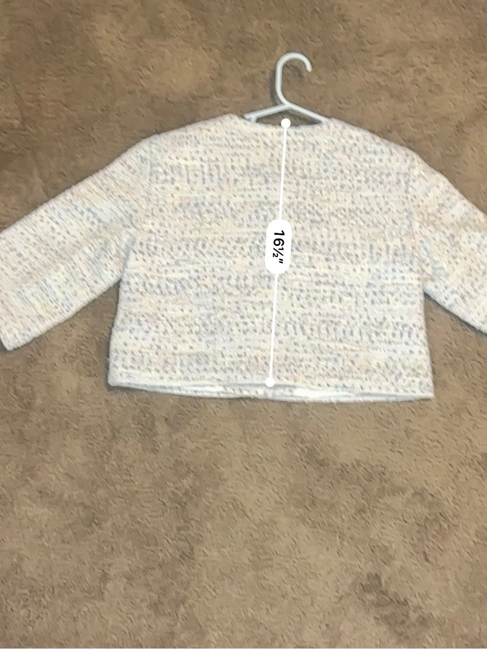 JustFab Girls Tweed Cropped Blazer Jacket Gold Button Multicolor White XS 4/5